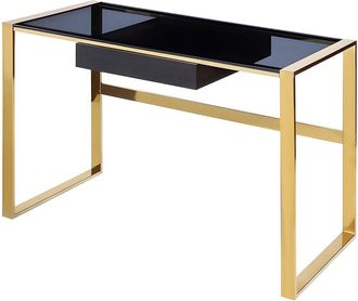 Pascal Morabito Escritorio SALI de Pascal Morabito - 1 caj&oacute;n - Cristal templado y acero - Negro y dorado