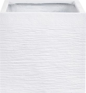Beliani Maceta De Jard&iacute;n Para Exterior Geom&eacute;trica Cuadrada De Piedra 30 X 30 X 28 Cm Blanco Paros
