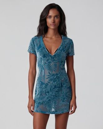 Lords of Harlech Country Floral Womens V-neck Mini Dress in Country Floral Teal at Nordstrom, Size X-Large
