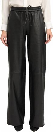 SPRWMN Wide-Leg Leather Baggy Pants In Black