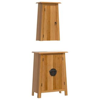 Berkfield Home 2 Piece Bathroom Furniture Set Solid Wood Pine in Brown