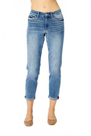 Judy Blue Womens Midrise Cuffed Slim Jean In Blue