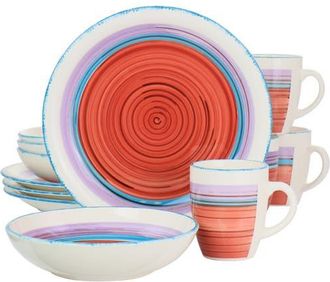 Gibson Home Richvale 12 Piece Round Durastone Dinnerware Set in Red at Nordstrom