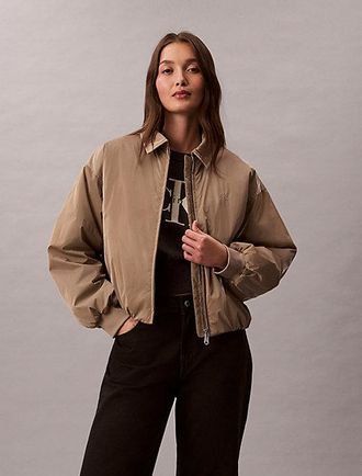Calvin Klein High Shine Relaxed Bomber Jacket