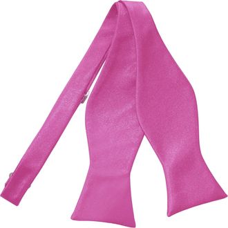 DQT Men Self Tied Plain Satin Tuxedo Bow Tie - Mulberry