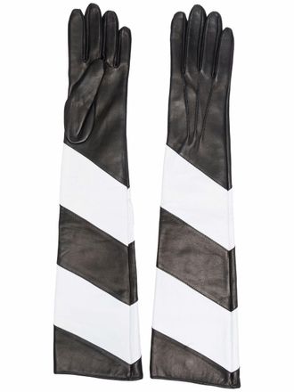 Manokhi Guanti lunghi a righe - Nero