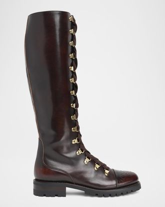 The Office of Angela Scott Mrs. Blake Leather Lace-Up Boots