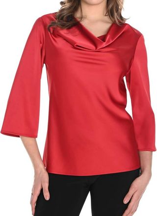 Frank Lyman Design Holiday Drape Neck Blouse Top In Red