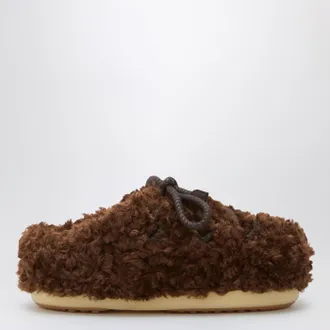 Moon Boot Dark brown curly shearling mules