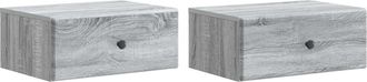 vidaXL Mesita De Noche De Pared 2 Uds. Gris Sonoma 49 X 34,5 X 20 Cm Vidaxl