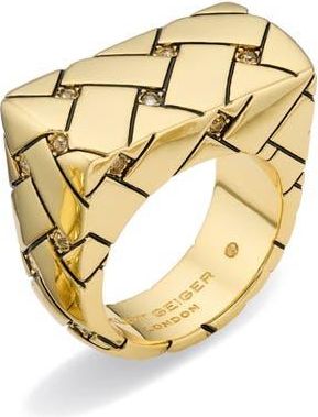 Kurt Geiger Crystal Embellished Quilt Cocktail Ring in Gold at Nordstrom, Size 7