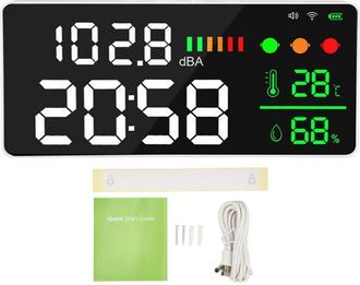 OEM Pantalla Grande, Medidor De Decibelios, Pantalla Led, Wifi Para Detecci&oacute;n De Nivel De Sonido, Monitoreo De Temperatura Y Humedad