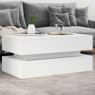 vidaXL Mesa De Centro Con Luces Led Blanco 90x50x40 Cm Vidaxl