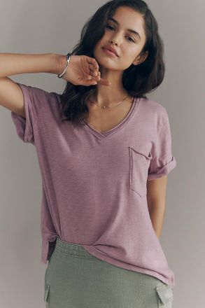Pilcro Quinn Short-Sleeve V-Neck Tee by Pilcro