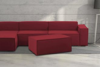 Talamo Italia Talamo Italia - Puff Antonella, Otomana De La Sala De Estar, 100% Made In Italy, Sill&oacute;n Relax En Tela Tapizada, Cm 100x70h43, Rojo, Con Embalaje Refor