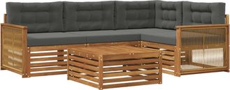 vidaXL Conjunto De Sof&aacute;s De Exterior 5 Uds. Natural Y Antracita Vidaxl