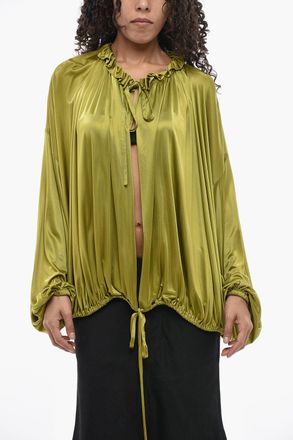 Saint Laurent Blusa Ampia in Satin Con Scollo Profondo Saint Laurent