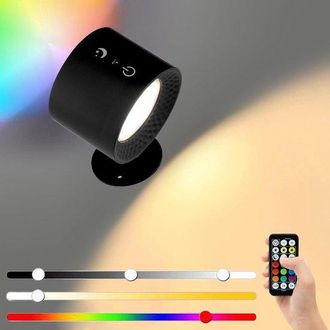 No Brand Aplique Led De Pared Para Interiores, Funciona Con Pilas, Iluminaci&oacute;n Ambiental Rgb Con Control Remoto, 12 Modos De Iluminaci&oacute;n, Temporizador De 3 Niv
