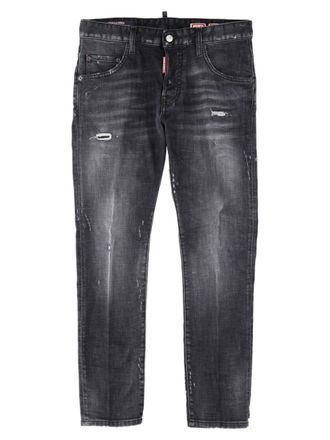 Dsquared2 Black Distressed Stretch Cotton-Blend Jeans