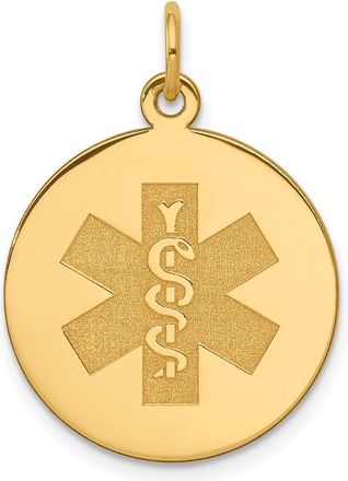 Diamond2Deal 14k Yellow Gold 19mm Round Non-enameled Medical Jewelry Pendant