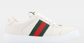 Gucci Sneakers Ace Web Gucci in pelle con monogram GG all over
