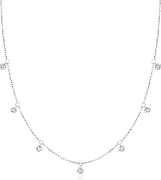 RS Pure by Ross-Simons Bezel-Set Diamond Dangle Necklace in Sterling Silver