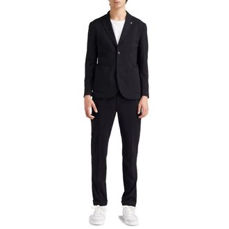 AT.P. CO Single Breasted Suits, male, Black, XL, Blue Nylon Suit with Two-Button Fastening