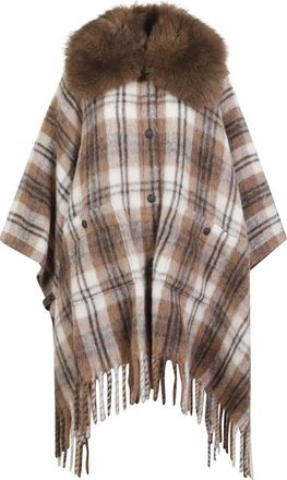Moncler Capa de mezcla de mohair- alpaca y lana con cuello de borrego - Jackets - Mujer - Beige - ONE SIZE