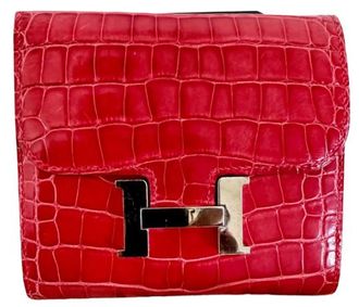 Herm&egrave;s Geranium Shiny Alligator Constance Wallet
