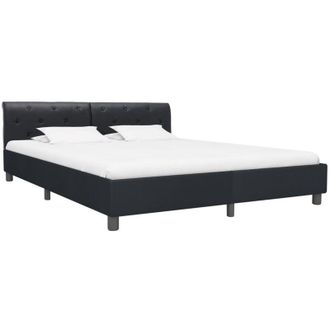 vidaXL Estructura De Cama De Cuero Sint&eacute;tico Negro 160x200 Cm Vidaxl