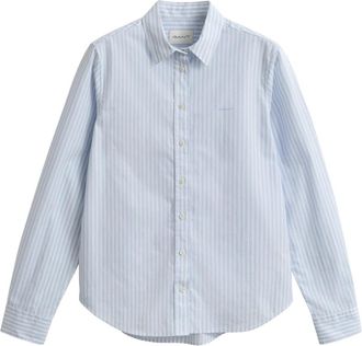 GANT Regular Fit Gestreept Poplin Overhemd - Dames - Overhemden - Blauw - L - Katoen - Overhemden