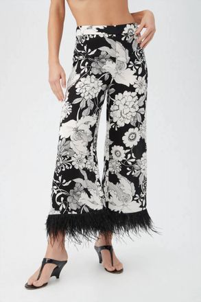 Trina Turk Feather Bottom Pants In Black/white