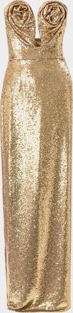 Carolina Herrera Strapless Rose Sequined Gown