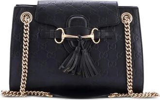 Gucci Emily Chain Flap Guccissima kleine leren schoudertas - Zwart
