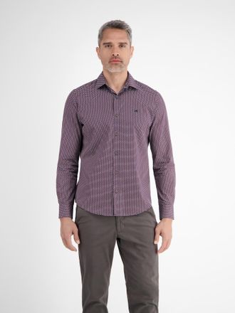 Lerros Langarmhemd LERROS Herrenhemd mit Haifischkragen, dezent gemustert, Herren, Gr. XL, Normal- und Kurzgr&ouml;ssen, rot (scandinavian rot), 100% Baumwolle, H