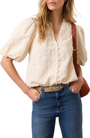Mint Velvet Cotton Textured Floral Top in Ivory at Nordstrom, Size X-Small
