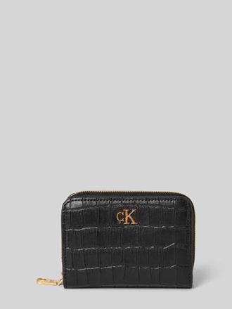 Calvin Klein Portemonnaie aus echtem Kalbsleder Modell Croc in Black, Gr&ouml;&szlig;e 1