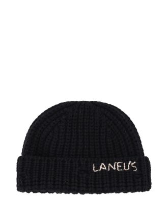 Laneus embroidered-logo hat - unisex - Merino - One Size - Black