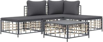 vidaXL Vidaxl - Juego De Muebles De Jard&iacute;n 5 Pzas Cojines Antracita Rat&aacute;n Pe