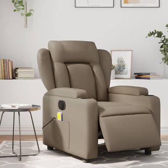 vidaXL Vidaxl - Sill&oacute;n Reclinable De Masaje El&eacute;ctrico Cuero Sint&eacute;tico Capuchino