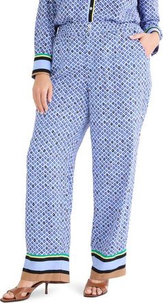 Nic+Zoe Lenox Mosaic Print Wide Leg Pants in Blue Multi at Nordstrom, Size 16W
