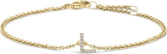 House of Brilliance 10K Gold Diamond Accent A-Z Initial Charm and Link Bracelet in Yellow | L at Nordstrom