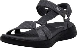 Skechers Womens On-The-Go 600-Brilliancy Sport Sandal, Charcoal Black/Black, 11 M US