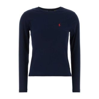 Polo Ralph Lauren Long Sleeve Tops, female, Blue, Size: S Cotton T-Shirt