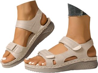 Generic Ladies Sandals Wide Fit Sandals for Women Orthopedic Sandal Women Summer Outdoor Anti-Slip Platform Beach Shoes Ladies Wedge Slides Wide Open Toe Ankl