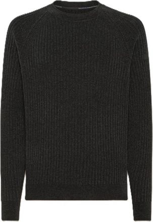 Roberto Ricci Design Velvet Rave Ronde Gebreide Trui - Heren - Ronde hals truien - Grijs - XL - Truien & Vesten