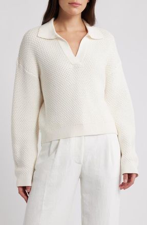 French Connection Remy Johnny Collar Sweater in Summer White at Nordstrom, Size X-Small