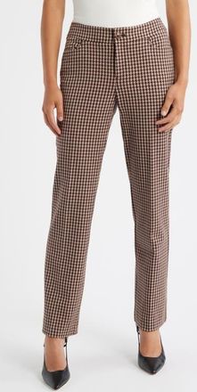 Anne Klein Houndstooth Boot Leg Pants in Light Coffee Multi at Nordstrom, Size 10