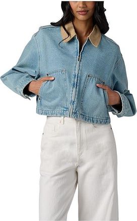 Blank NYC Coffee Run Denim Cropped Jacket in Blue Womens Jacket Blue : LG, Cotton/Denim