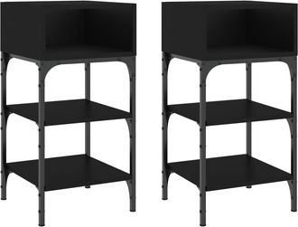 vidaXL Vidaxl - Mesitas De Noche 2 Uds Madera De Ingenier&iacute;a Negro 35x34,5x70 Cm